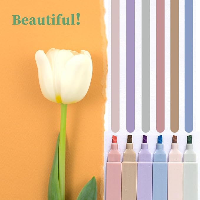 6pcs Pastel Highlighter Aesthetic Cute Highlighters Bible Highlighters No Bleed， Soft Chisel Tip Marker for Diary Plan Notes