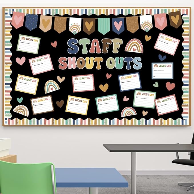 Employee Recognition Bulletin Board Decor - 20 Paper Cutouts Expressing | Appreciation and Acknowledgment, Perfect for School, Classroom, and Office Wall Decor (Bohemia)