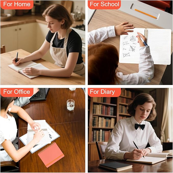 4 Pack A5 Spiral Journal Notebook, Lined Notebooks for Work, Note Taking, School, Writing, Spiral Bound Journaling Notebooks 8.3x5.8 Inch with Strap, Cute Notebooks for Women 57 Sheets