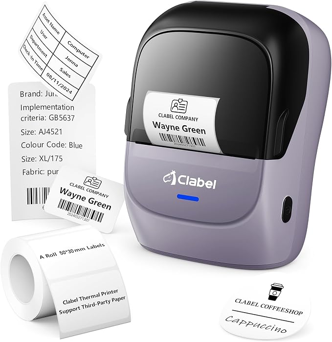 CLABEL Label Maker Machine with Tape: 221B Inkless Label Printer Handheld Barcode Printer Compatible with Phone & PC for Retail School Office Clothing