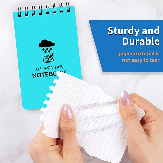 3 Pack Waterproof Notebook, 3 x 5 Pocket Notepad, All Weather Small Pocket Notebook Paper, Mini Spiral Notepad Police Notepad 100 Lined Pages for Outdoor Office
