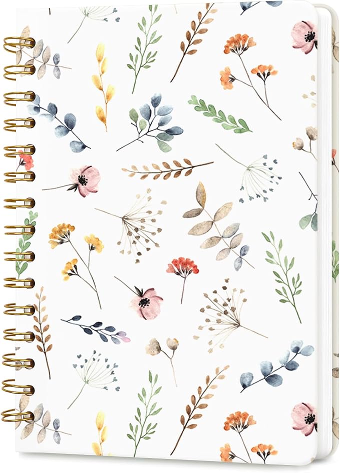 Lined Spiral Journal Notebook for Work A5, 160 Pages, Leaf | College Ruled Spiral Journal for Women, Hardcover with Elegant Design for Note-Taking, 5.5 * 8.25 inch