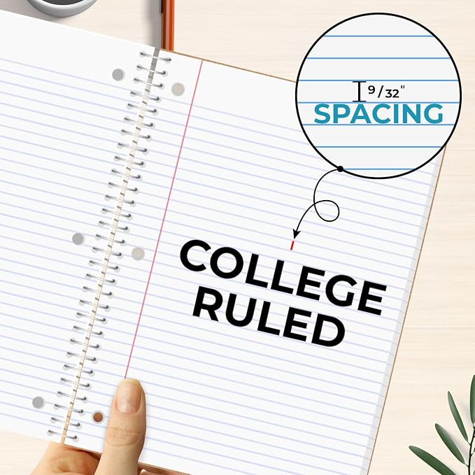 36 Pack, 5 Subject Notebook College Ruled, 150 Sheets (300 Pages) | Sturdy Spiral Journal Notebook, College Ruled, 8 x 10-1/2, School & Office Bulk Spiral Notebooks, 300 Pages, Assorted Colors