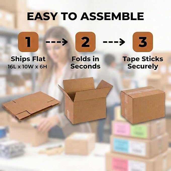 BOX USA Shipping Boxes 16"L x 10"W x 6"H, 25-Pack Medium Corrugated Cardboard Boxes for Shipping, Mailing, Packing, Packaging and Storage