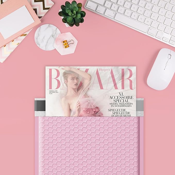 Fuxury Bubble Mailers 8.5x12" Large Bubble Envelopes 40 Pack Usable Size 8.5x11" Thick Padded Mailers for Mailing Books Magazines Clothes Small Business, Light Pink #2
