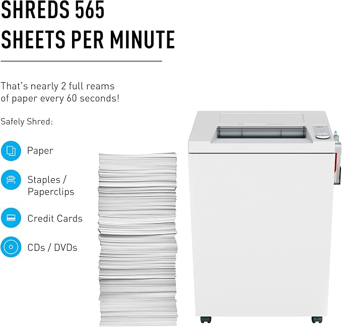 IDEAL 4003 Cross-Cut Commercial Office Paper Shredder Heavy with Automatic Oiler, Made in Germany,16-18 Sheet Feed Capacity, 44-Gallon Bin, Versatile, P-5 Security | P5 cross cut paper shredder with automatic oiler for 18 to 20 users 16 to 18 sheet cap...