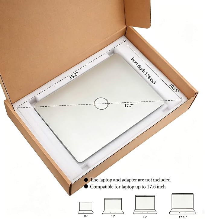 Laptop Shipping Box Great for Laptop Shipping or Storage | Laptop Box Cardboard Secure Mailer Box Great for Laptop Shipping, Fits Most Screen Sizes Up to 17.6 Inch (White)
