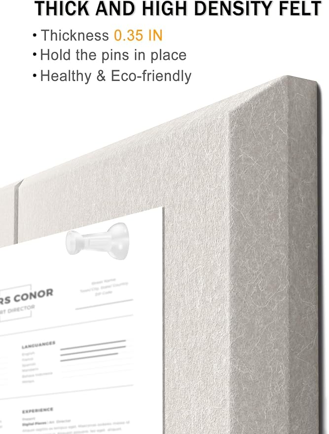 Hsurbtra Cork Board for Wall 24 x 18 Inch, 6 Pack Felt Bulletin Notice Board with Pushpins for Office Home School Farmhouse Wall Decor, Beige