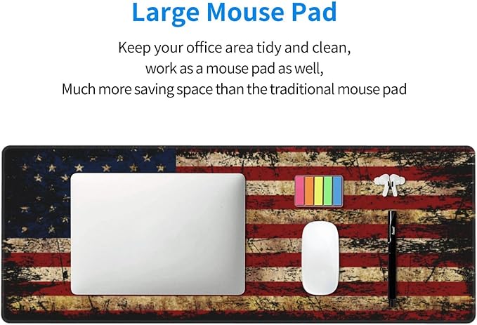 American Flag Gaming Mouse Pad, Large Mouse Pad for Desk Mat XXL XL Mousepad, Big Keyboard Pad Office Desk Accessories Decor