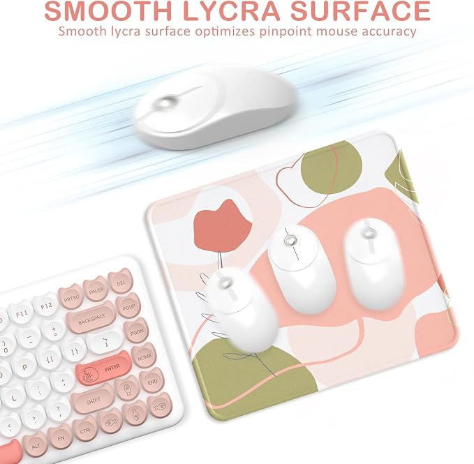 Mouse Pad with Stitched Edge, Multiple Patterns Computer Mouse Pads with Non-Slip Rubber Base, Washable Cloth Mousepad, for Gaming, Laptop, PC (Rose Bloom)