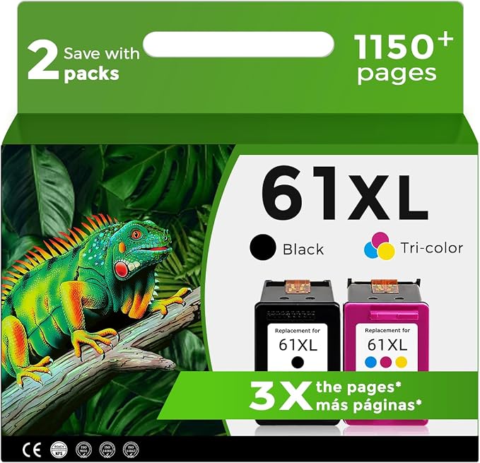 61XL Ink Cartridge Compatible for HP Ink 61 XL Black Color Combo 5530 4500 | Replacement for HP61 HP61XL for 2620 4630 2540 4502 3050 1510 4632 4501 2542 2514 3510 4635 3050a 5535 1000 1010 Printer 2PK