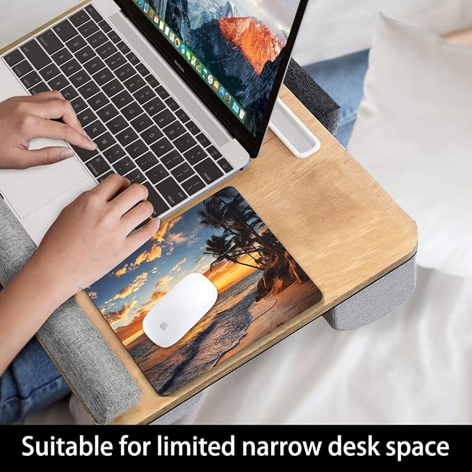Sunset Beach Mouse pad 9.5"x7.9" Non-Slip 3mm Small Computer Pad | Personalized mousepad with tropical ocean palm landscape print. Premium smooth fabric surface, 3mm cushion & rubber base.