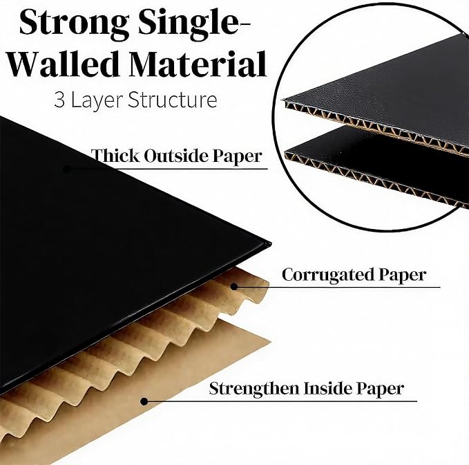 Dicunoy 30 Pack CardBoard Boxes, 9 x 6 x 3 Inches Small Shipping Boxes, Black Corrugated Cardboard Box for Mailing Packing Literature Mailer, Packaging Boxes for Gift, Small Business