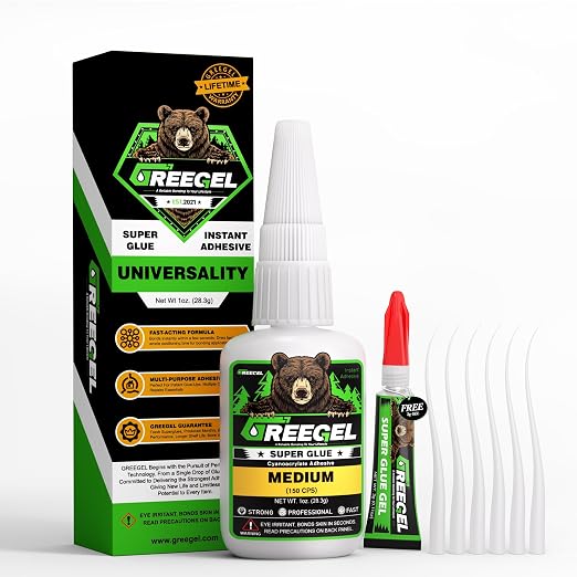Clear Liquid Medium Super Glue 1 oz + 3g Gel Glue for Plastic Model | Strong Instant Cyanoacrylate Adhesive for Wood, Ceramic, Plastic, Metal and Glass Materials, Shoes, Crafts & Repairs