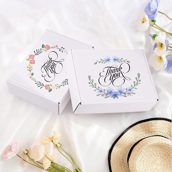 6x6x2 Inches Shipping Boxes Set of 25, White Corrugated Cardboard Boxes, Mailer Boxes for Small Business