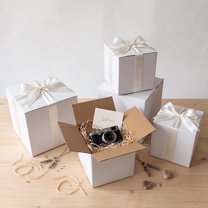 CRUGLA Assorted Sizes Shipping Boxes 30 Pack (8x8x8, 6x6x6), White Corrugated Cardboard Mailers, Each 15 PCS Small Boxes for Small Business Packaging, Shipping & Storage