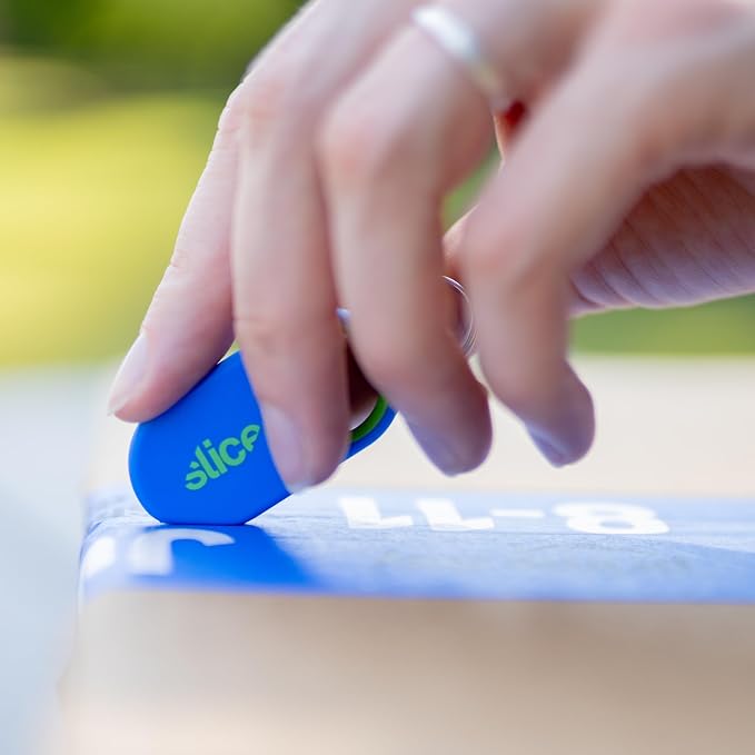 Slice Slicer Box Cutter | Ceramic Keychain Knife and Lightweight Micro Cutter | Lasts 11x Longer than Metal | Blue