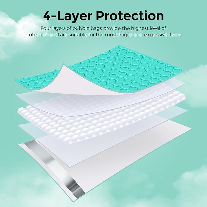 METRONIC Bubble Mailers 8.5 x 11 Inch 40 Pack Teal Waterproof Bubble Mailer Padded Envelopes Cushioning Poly for Christmas Gift, Clothes, Makeup, Books, Small Business Supplies