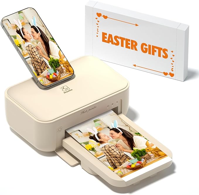 HPRT 4x6 Photo Printer for iPhone & Android, with 20 Sheets & 1 Ribbon, Portable Picture Printer for Phone, Home Use, Ideal Easter Gift for Family & Friends, Beige