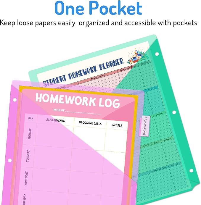 Forvencer 16 Count Dividers for 3 Ring Binder, Binder Dividers with Pockets | Dividers with Pockets, Binder Dividers with Tabs for School Office and Home Organization, Multicolor, 2 Set