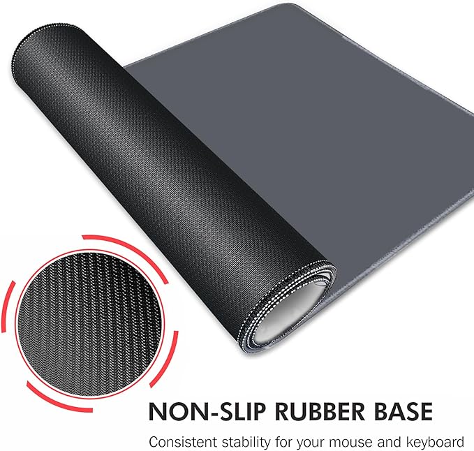 Galdas Gaming Mouse Pad XXL XL Large Long Extended Big Mousepad Non-Slip Rubber Keyboard Mouse Pad with Stitched Edges for Laptop Home Office (31.5x11.8x0.08 Inch) -Grey