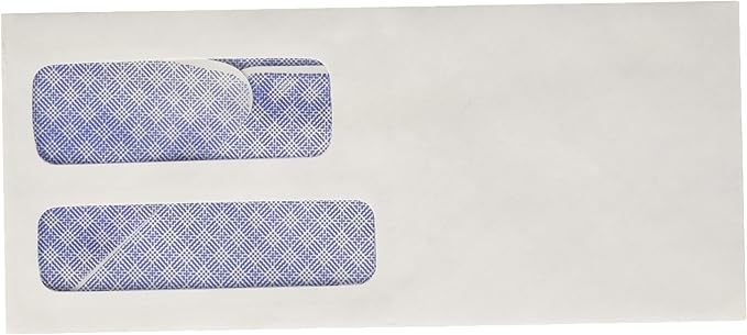 Amazon Basics #9 Double Window Security Gummed Business Envelopes for Invoices,500 Count, White