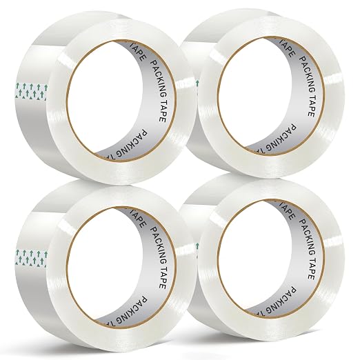 Clear Packing Tape, Heavy Duty Packaging Tape Refills, 2 inch x 65 Yards, Shipping Tape Box Tape Mailing Tape for Shipping Packaging Moving Sealing and Storage (4 Rolls)