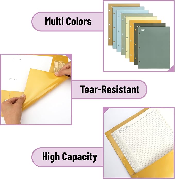 Mr. Pen- 4-Pocket Folders, 8 Pack, 12.5" x 9.5", Vibrant Colors | Tear-Resistant Paper Folders with Pockets 3 Holes Punched, High Capacity