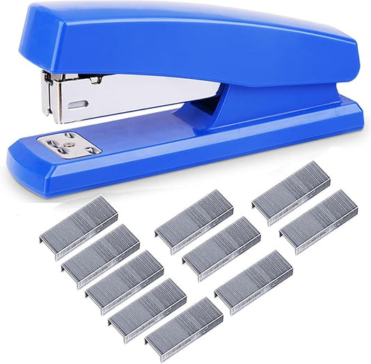 Labor Saving Black Desktop Staple, 4.8 Inch Stapler with 500 Pcs No.12 Staples for 20 Sheets Capacity (Blue)