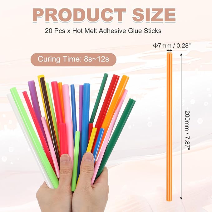 PATIKIL Hot Glue Sticks for Glue Gun, 20 Pcs Colored Hot Melt Adhesive Glue Sticks Bulk for DIY Projects Craft Art Decoration Home Repairs, Orange (7.9" x 0.28")