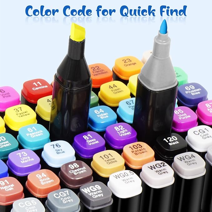 80 Colors Alcohol Markers Set, Dual Tips Blender Art Markers for Drawing Sketching Coloring Artist Pens and Underlining, Professional Permanent Sketch Markers for Kids Adult Coloring