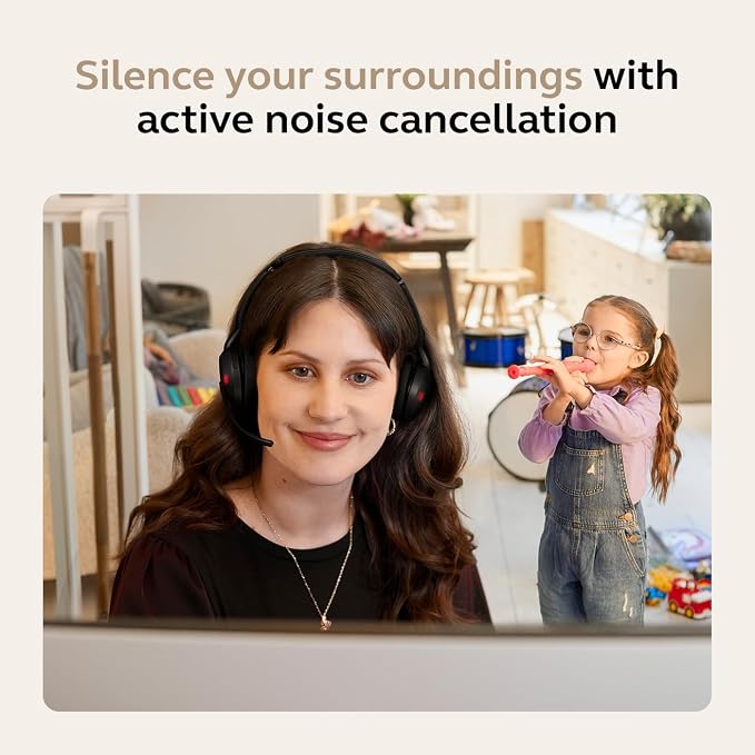 Jabra Evolve2 55 Stereo Wireless Headset - Features AirComfort Technology, Noise-Cancelling Mics & Active Noise Cancellation - Works with UC Platforms Such as Zoom & Google Meet - Black