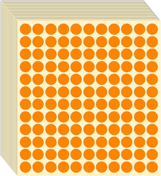 1980 Pcs Orange Round Stickers 1/2 Inch Small Color Circle Dot Stickers Tiny Code Labels for Office Shop Yard Sale Home Marking (Orange, 1/2" (13mm))