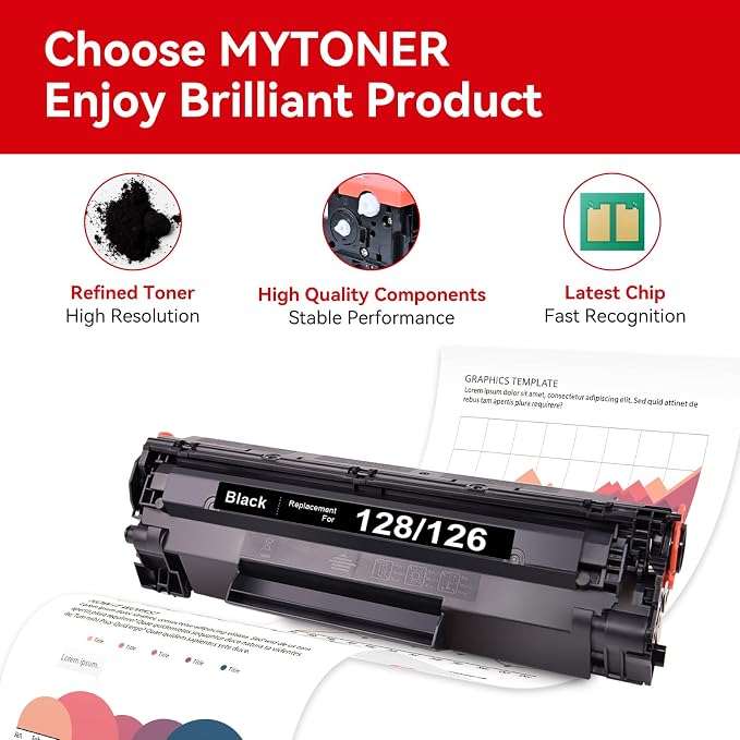 MYTONER 126 128 Black Toner Cartridge Replacement for Canon CRG-126 CRG-128 | Compatible with imageCLASS D530 D550 MF4770N MF4890DW MF4880DW LBP6230DW MF4450 MF4570DN Faxphone L100 L190 Printer, 2 Pack