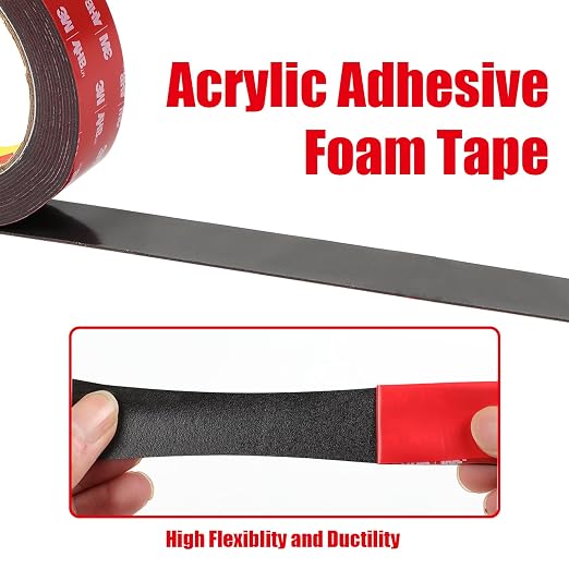 Double Sided Tape Heavy Duty, Waterproof Mounting Foam Tape, 16.5ft Length, 0.59in Width, High Temperature Resistant Adhesive Tape for Car, LED Strip Light, Office Decor, Uses VHB 5952 Raw Material