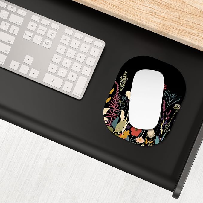 Small Mouse Pad, 6 x 7 Inch, Oval Mini Mouse Pad with Non-Slip Rubber Base for Laptop Wireless Mouse Keyboard Tray Mousepad, Beautiful Flowers and Plants