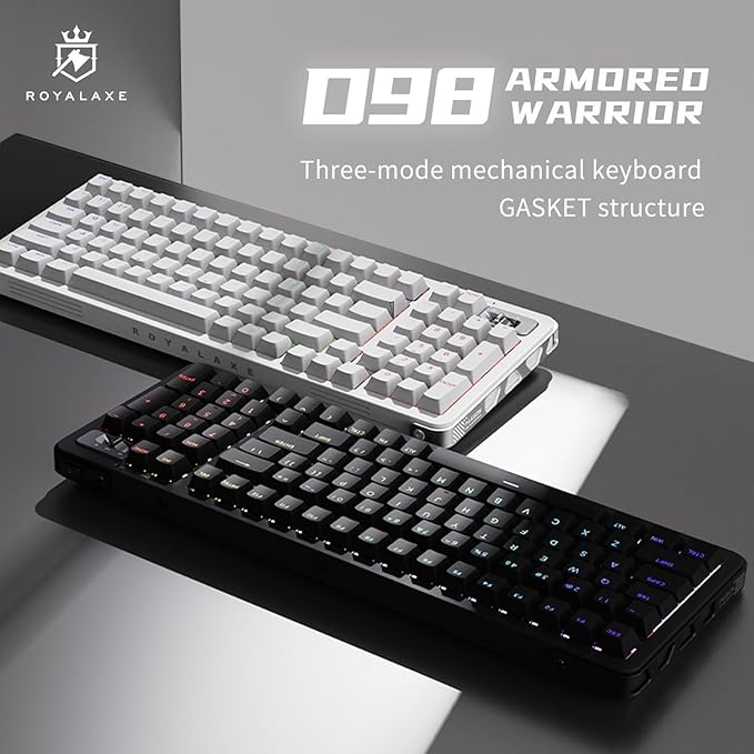 D98 Wireless Mechanical Keyboard, BT/2.4G/USB-C Tri-Mode Hot Swappable with PBT Keycaps, Linear Switches, Gasket Structure, RGB Backlit Gaming Keyboard for Win/Mac/iOS/Android