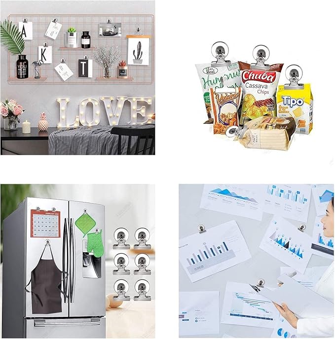 Strong Magnetic Clips, 40 Pack, 1-1/4 Inch, 31 mm, Silver, Refrigerator Magnet Clips, Medium Clip Magnets, Office Supplies, Photo Displays