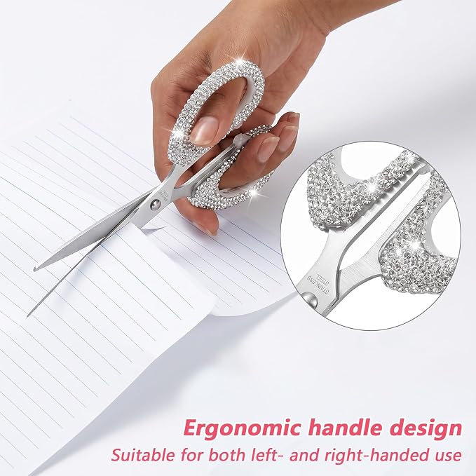 6.3 Inch Bling Rhinestone Scissors, Stainless Steel Scissors for Crafting | Office, Home, Multi-use Paper Cutting Tool