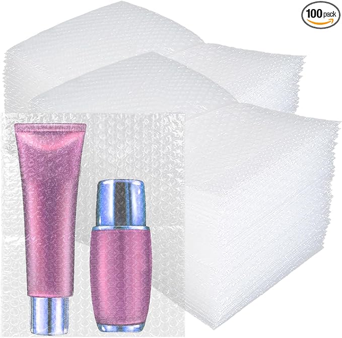 100 Pcs Clear Bubble Pouches, 6x10 Inch Bubble Bag Wrap, Foam Bags with Double Walled Cushioning for Moving, Shipping & Packing