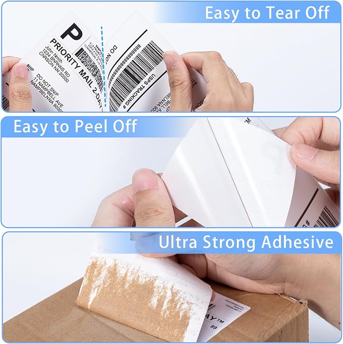 Phomemo 4X6 Thermal Labels - Shipping Labels, Thermal Printer Label, Roll Label for Shipping Label, Address, Mail, Compatible with Zebra, Munbyn, Rollo, Polono, Nelko, Pack of 500, White