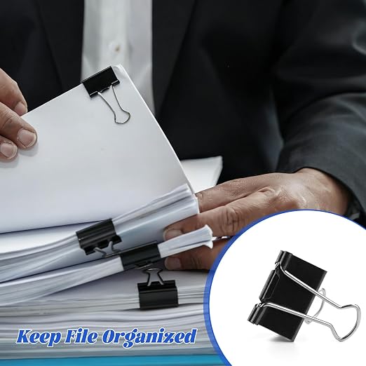 150pcs Binder Clips 1.25 Inches Medium Binder Office Clamps Black Paper Clips and Binder Clip Bulk for Office Supplies, Home, School (Medium)