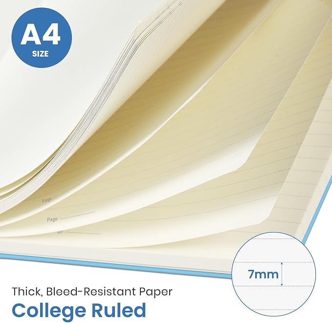 Large Spiral Lined Journal for Women and Men, Notebook for Work | Amalfi Dreams 8.5" x 11" Notebooks for Note taking, Writing & Journaling, College Ruled Pages, Plastic Cover