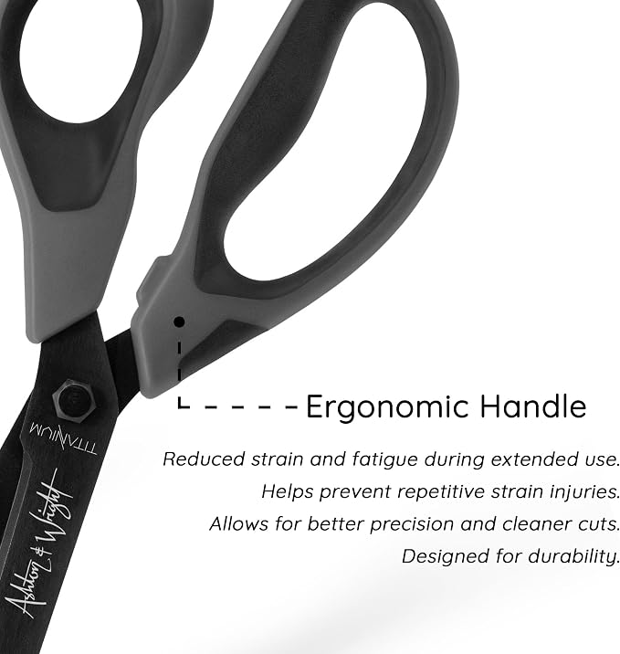 Ashton and Wright - Titanium HD - Heavy Duty Scissors for Office, Home, Kitchen and Craft - 210mm / 8” - Titanium Coated Blades (Gray, Right Handed)