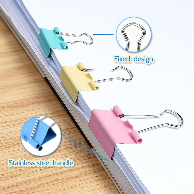 Sopito 300pcs Paper Clips, Binder Clips & Rubber Bands, Colored Set | Assorted Sizes, Secure Grip, Rust-Resistant, Smooth Coating, Office Supplies set, All-in-One, Versatile Use, Reusable