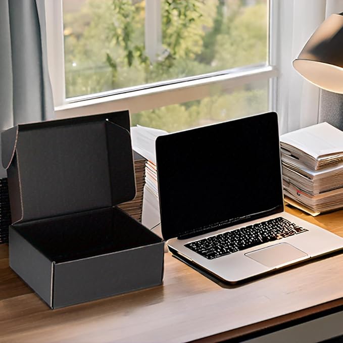 Small Shipping Boxes 12x9x4 Inches – Black Corrugated Cardboard Boxes (20-Pack) for Mailing, Packing, Small Business & Gift Packaging - Recyclable & Sturdy