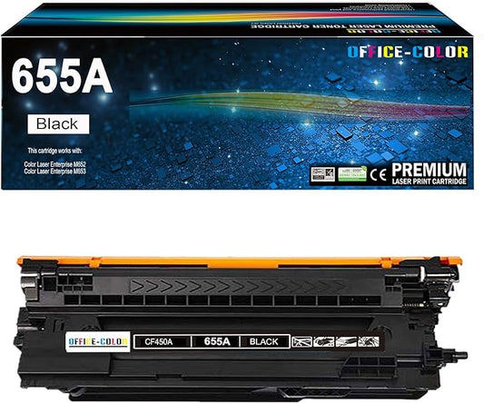 655A Black Toner Cartridge Replacement for HP 655A CF450A for HP Color Laser Enterprise M652, M653 M681,M682 Series