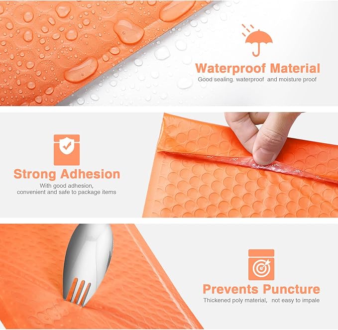 Metronic Bubble Mailers 6x10 Inch 600 Pack, Bubble Envelopes Usable Size 6x9, Self-Seal Waterproof Padded Envelopes for Shipping, Packaging for Business, Orange Bulk #0