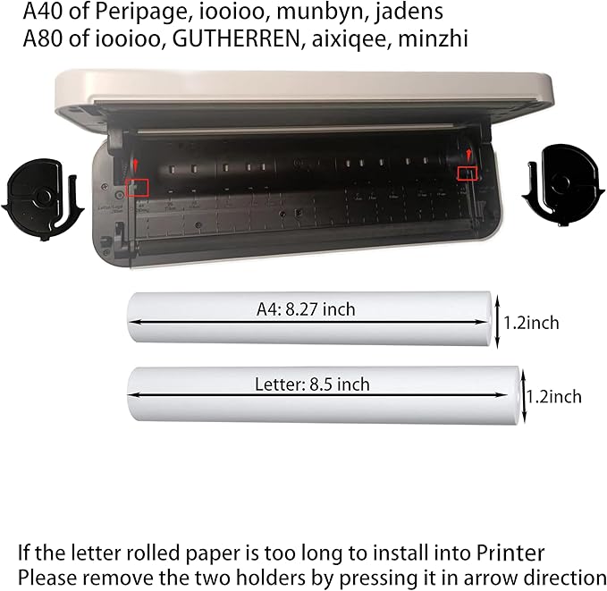 8 rolls (about 200 pages), thermal printer paper 8.5 x 11, letter, rolled, 3 proofing, not quick dry for pen, BPA free. For IOOIOO, Peripage, Munbyn, Jadens, Hprt, Phomemo…(lasting 10-15 years)