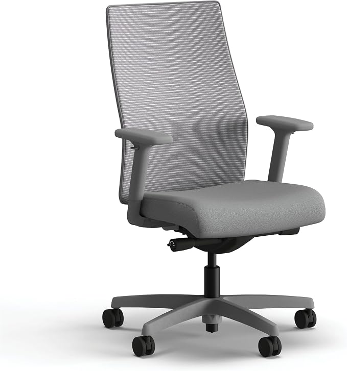 HON Ignition 2.0 Ergonomic Office Chair, Lumbar Support, Office Desk, Frost | Ergonomic office desk chair with lumbar support, adjustable arms, office decor, workstation comfort for focused productivity